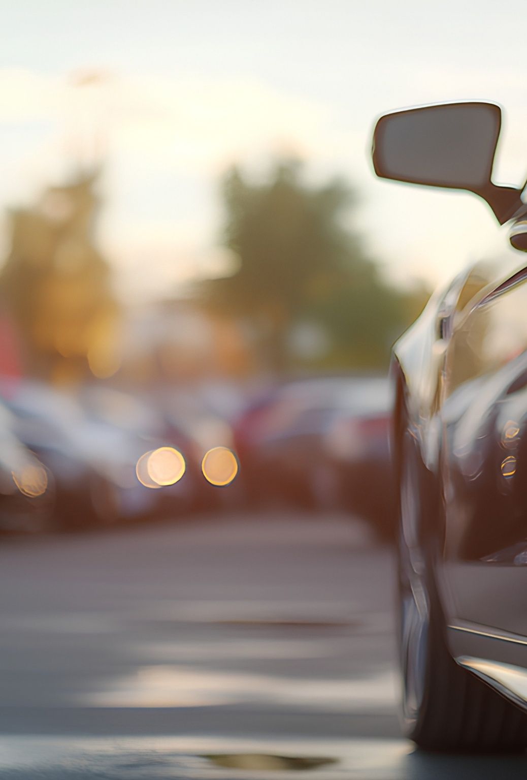 A car pulling away from a parking lot