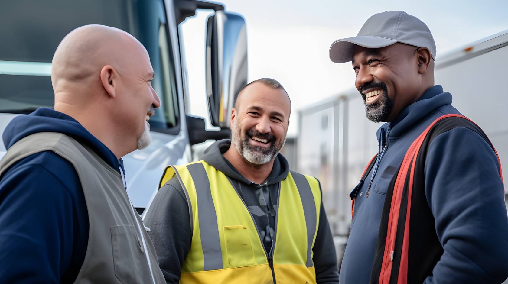 Three smiling customers