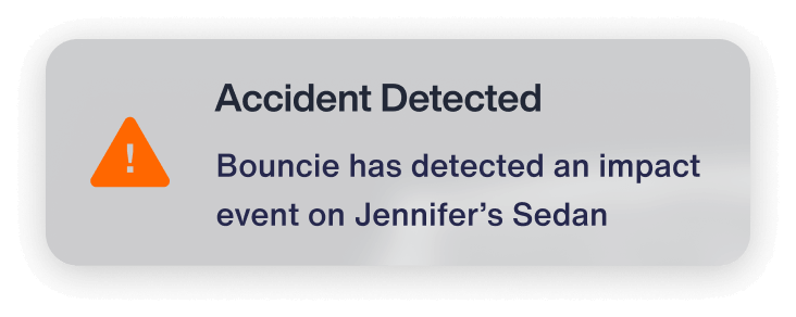 A notification about a detected accident