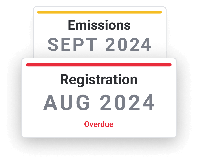 Reminders of renewals such as registration and emissions