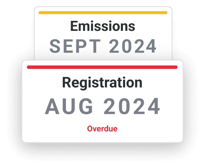 Reminders of renewals such as registration and emissions