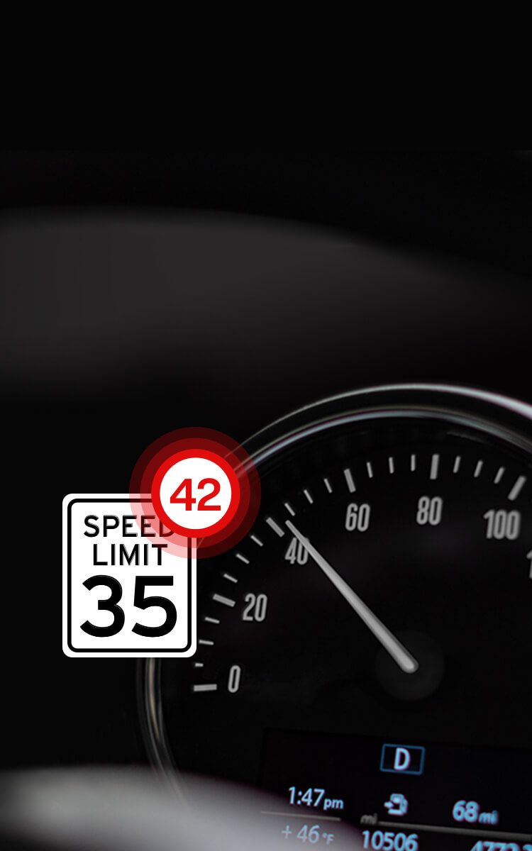 Speedometer with speed limit sign